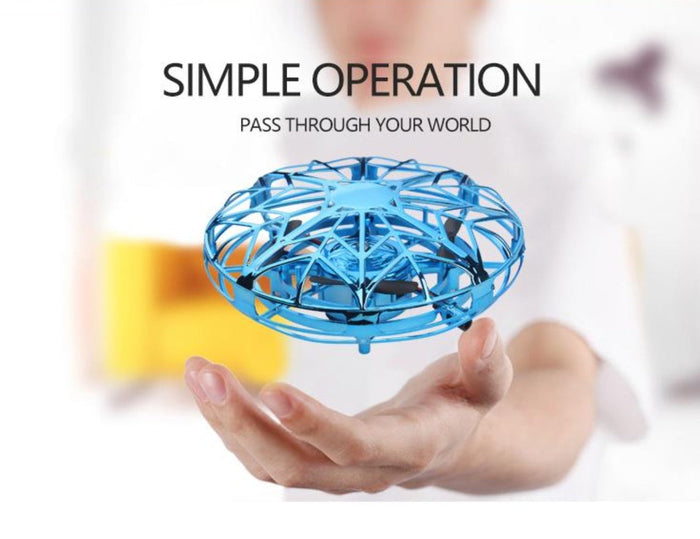 Gesture-Controlled Mini UFO Drone with Collision Avoidance, The Ninja Dragon: blue, black flying disc, sporty style
