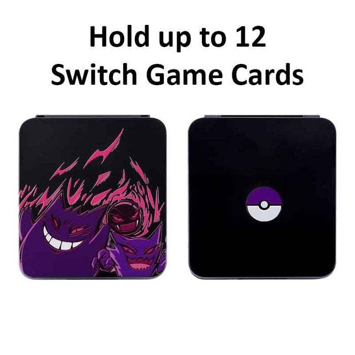 Ghost-themed Switch game card case: black, purple cartoon ghost-like and monster characters, cartoon, spooky kawaii style