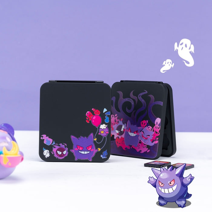 Ghost-themed Switch game card case: black, purple cartoon ghost-like and monster characters, cartoon, spooky kawaii style