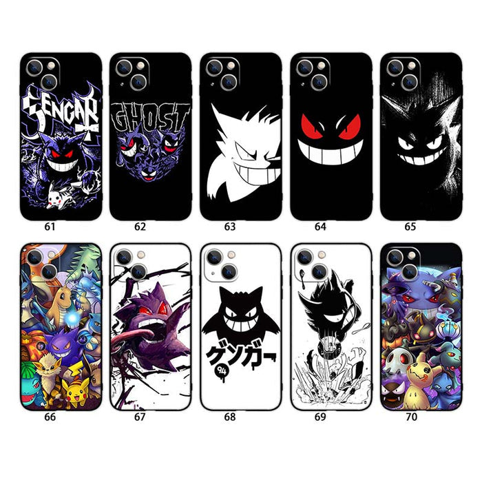 Ghost Type Phone Cases with Protection: purple, black Gengar character/theme, cartoon, spooky, kawaii style