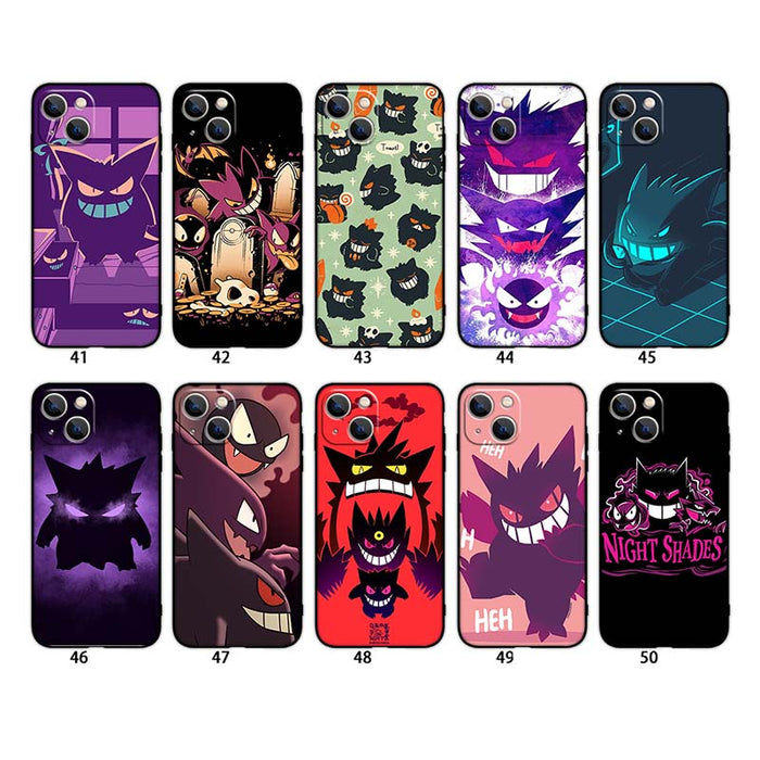 Ghost Type Phone Cases with Protection: purple, black Gengar character/theme, cartoon, spooky, kawaii style