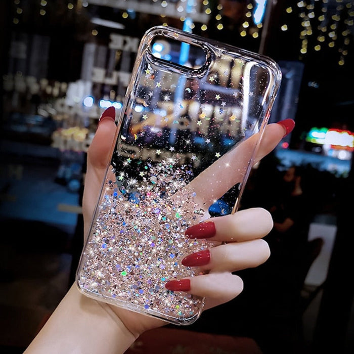 Glittering Sequin Phone Case, Clear: mint green, silver phone case, sparkly kawaii style