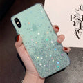 Glittering Sequin Phone Case, Clear: mint green, silver phone case, sparkly kawaii style