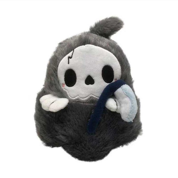 Glow in the Dark Plague Doctor Plush Toy: black, dark gray plague doctor character, cartoon style