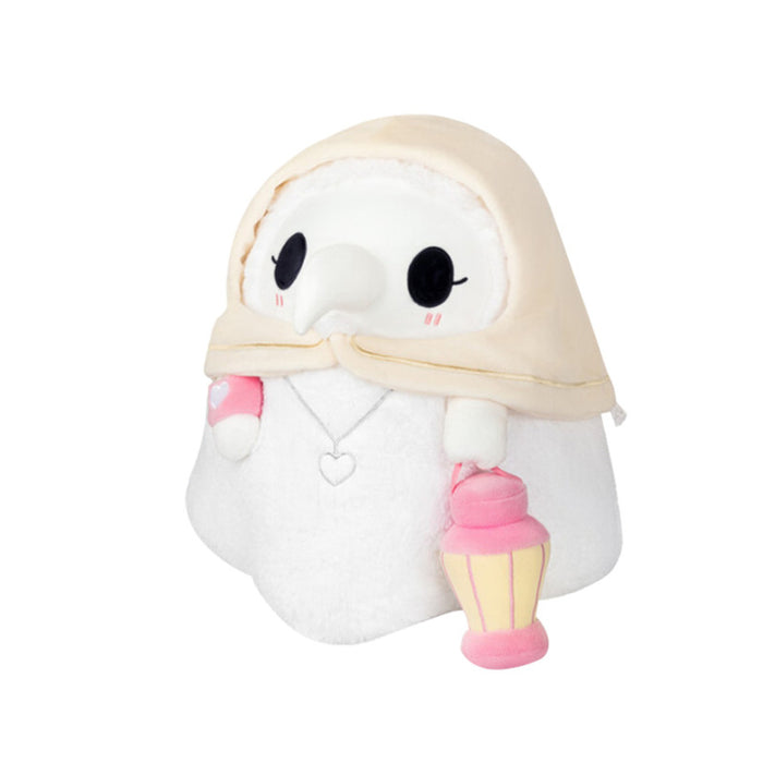 Glow in the Dark Plague Doctor Plush Toy: black, dark gray plague doctor character, cartoon style