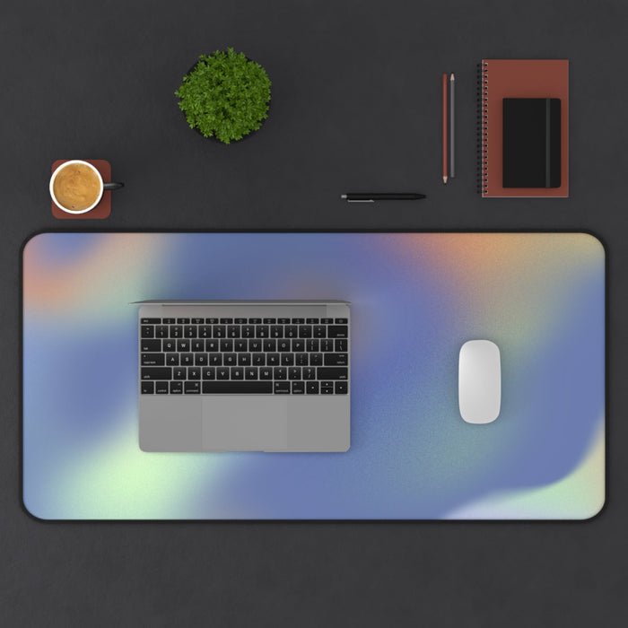 Glowing Swirls Desk Mat in Green: blue, purple rectangular pad or mat, minimal style