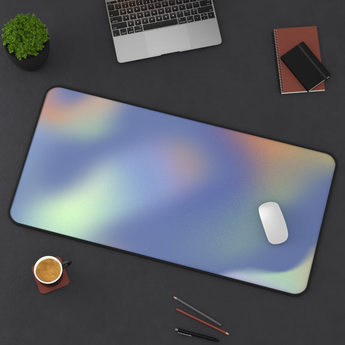 Glowing Swirls Desk Mat in Green: blue, purple rectangular pad or mat, minimal style
