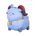 Goat Ganyu Plush Toy, Genshin Collection: light blue, dark brown cartoon ram/sheep, kawaii cartoon style