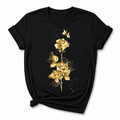 Golden Rose Design Women's Short Sleeve Black Tee for Summer A