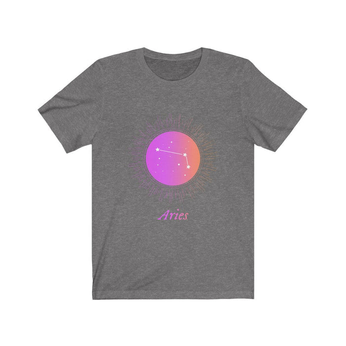 Gradient Aries Zodiac Tee for Women: black, purple Aries zodiac sign, graphic zodiac-themed style