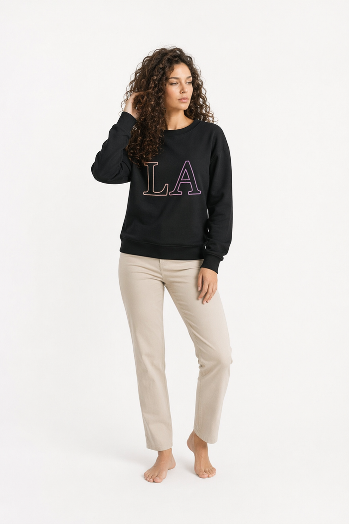 Gradient Crewneck Sweatshirt for Women Black