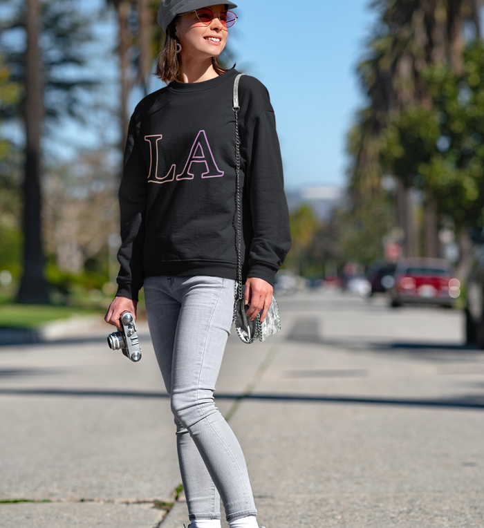 Gradient Crewneck Sweatshirt for Women: black, light pink sweatshirt, casual minimal style
