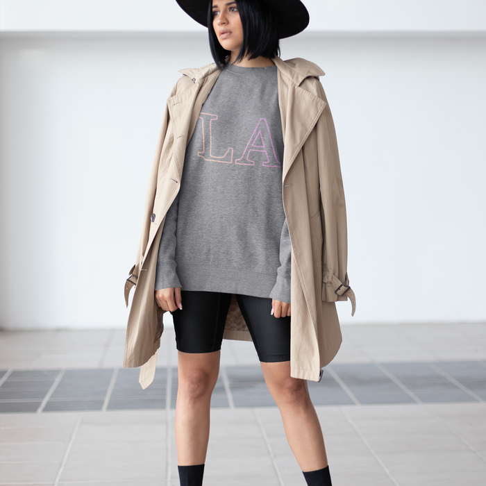 Gradient Crewneck Sweatshirt for Women: black, light pink sweatshirt, casual minimal style