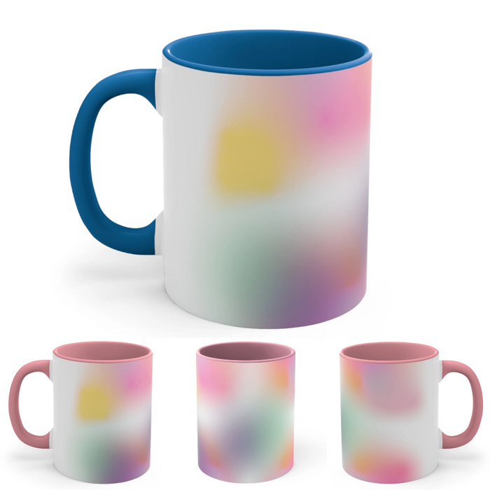 Gradient Floating Mug for Coffee and Tea: white, blue mug, minimal colorful gradient style