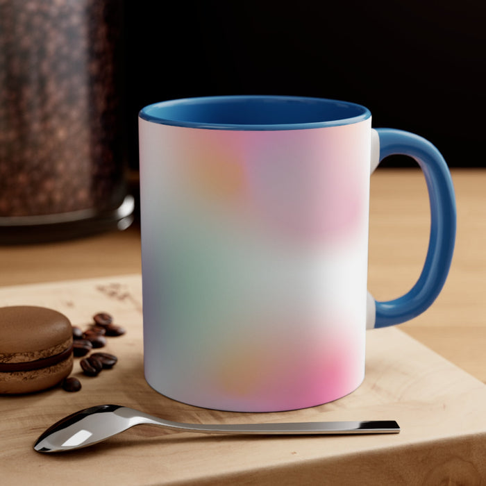 Gradient Floating Mug for Coffee and Tea: white, blue mug, minimal colorful gradient style