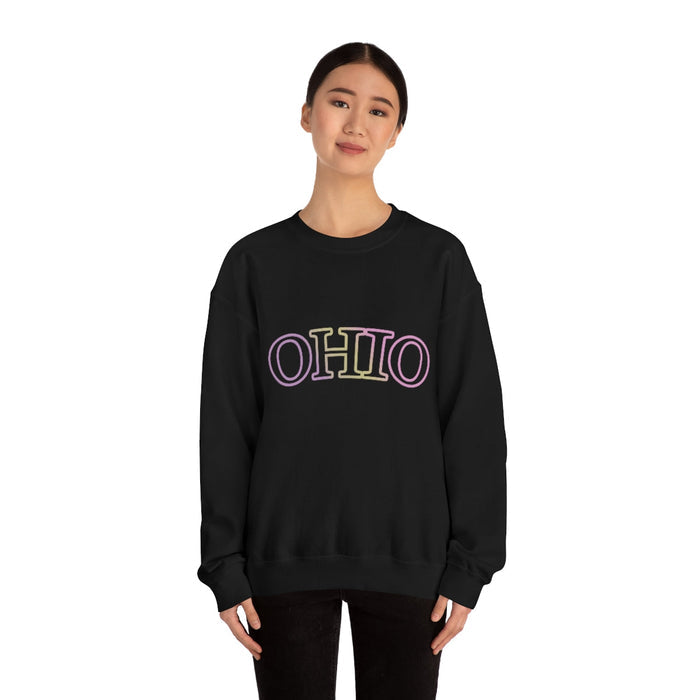 Gradient Ohio State Women's Pullover Sweatshirt: heather gray, pastel pink crewneck sweatshirt, casual minimal style