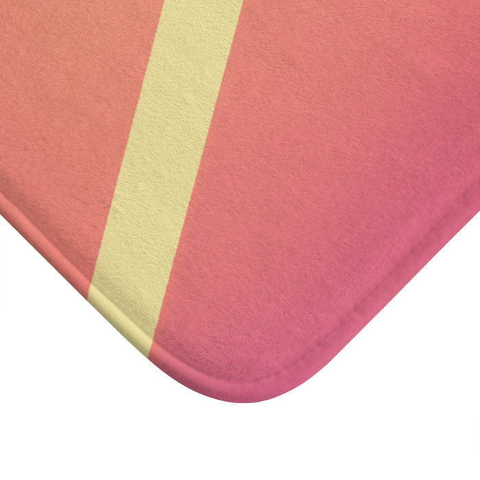 Gradient Pink Abstract Bathroom Rug Home Decor: coral pink, yellow rectangular pad or mat, minimal style