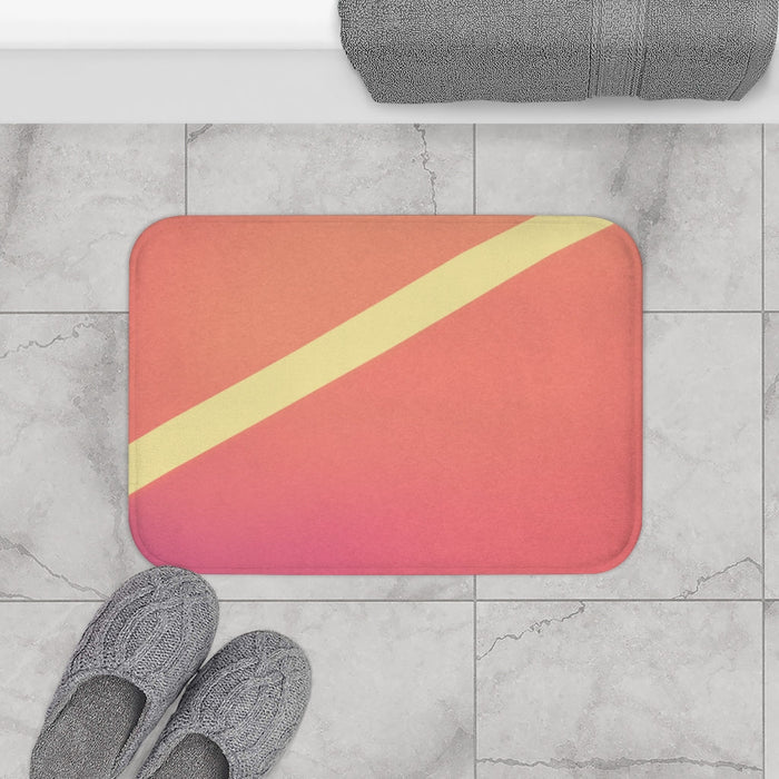 Gradient Pink Abstract Bathroom Rug Home Decor: coral pink, yellow rectangular pad or mat, minimal style