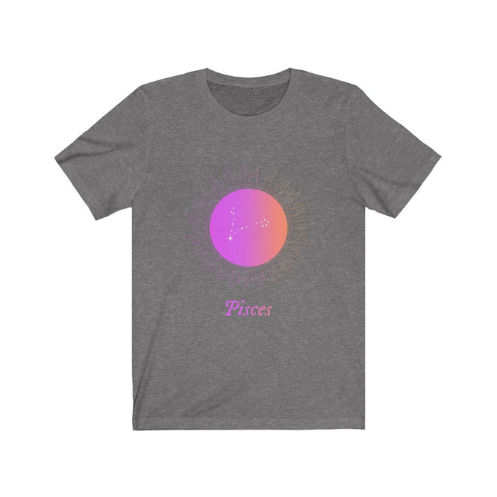Gradient Pisces Women's Zodiac Tee: black, purple Pisces zodiac sign, celestial zodiac graphic style