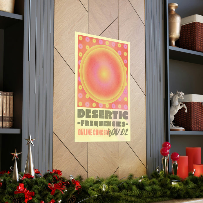 Gradient Poster Concert Experience Online: yellow, orange online concert advertisement, retro graphic design style