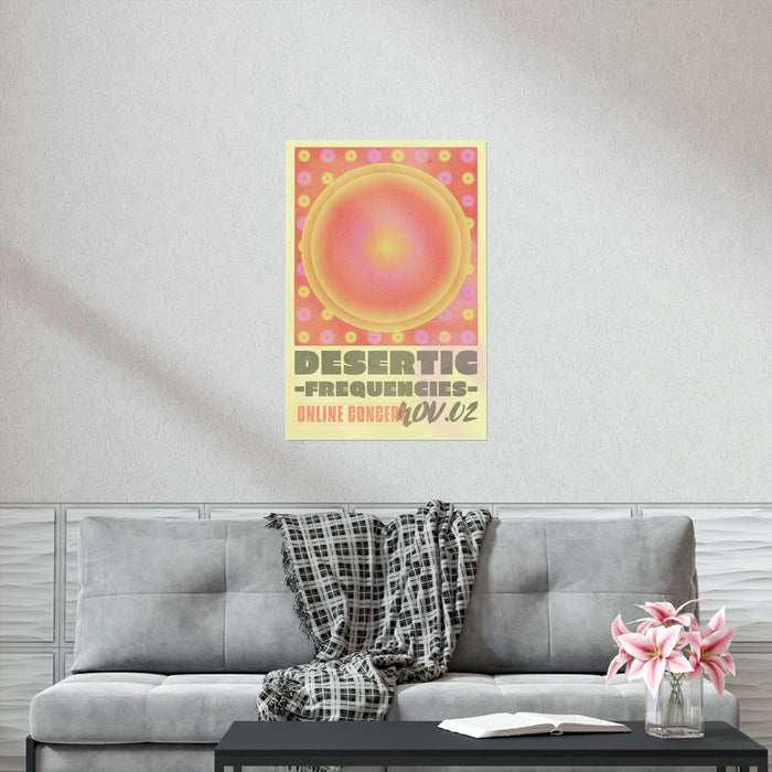 Gradient Poster Concert Experience Online: yellow, orange online concert advertisement, retro graphic design style