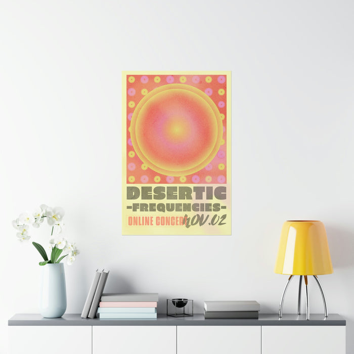 Gradient Poster Concert Experience Online: yellow, orange online concert advertisement, retro graphic design style