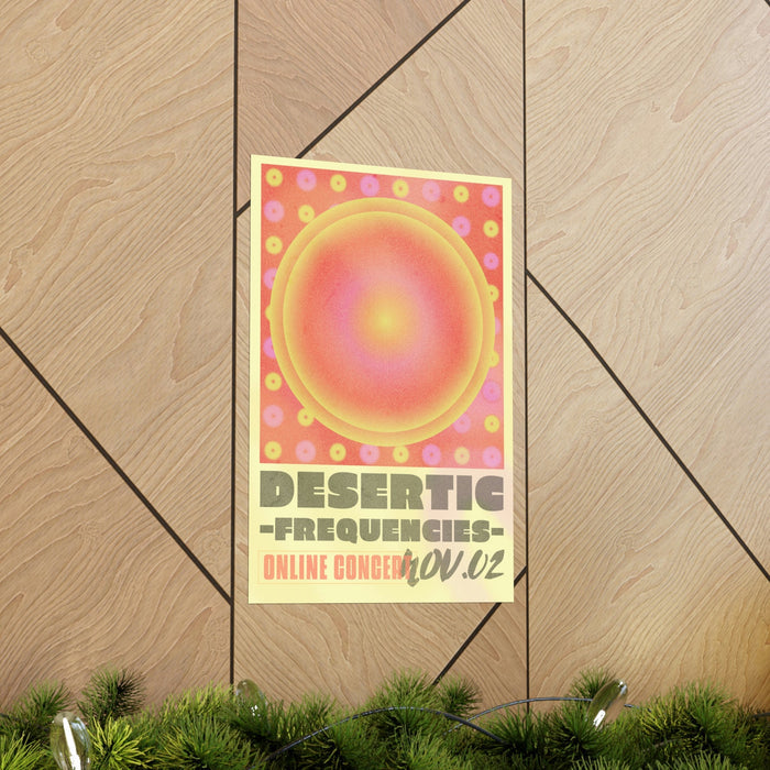 Gradient Poster Concert Experience Online: yellow, orange online concert advertisement, retro graphic design style