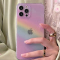 Gradient Rainbow iPhone Case for Enhanced Protection: translucent pink, lavender smartphone case, minimal pastel style