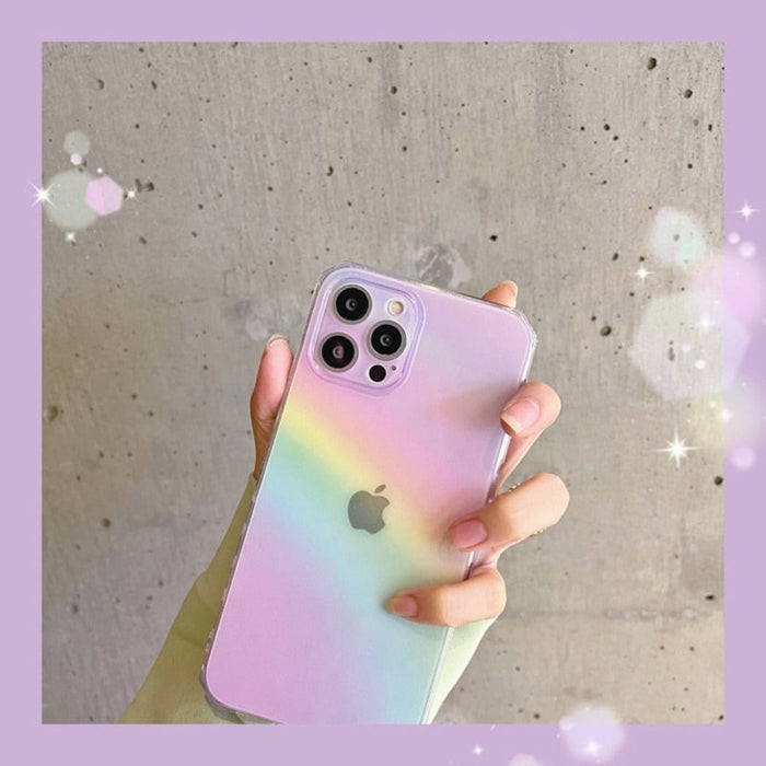 Gradient Rainbow iPhone Case for Enhanced Protection: translucent pink, lavender smartphone case, minimal pastel style