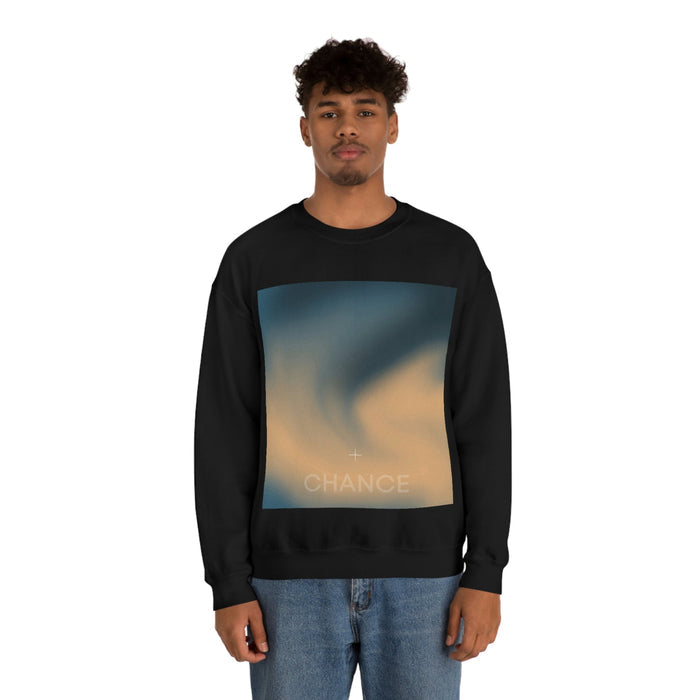 Gradient Swirl Men's Pullover: white, dark blue-gray sweatshirt, minimal style