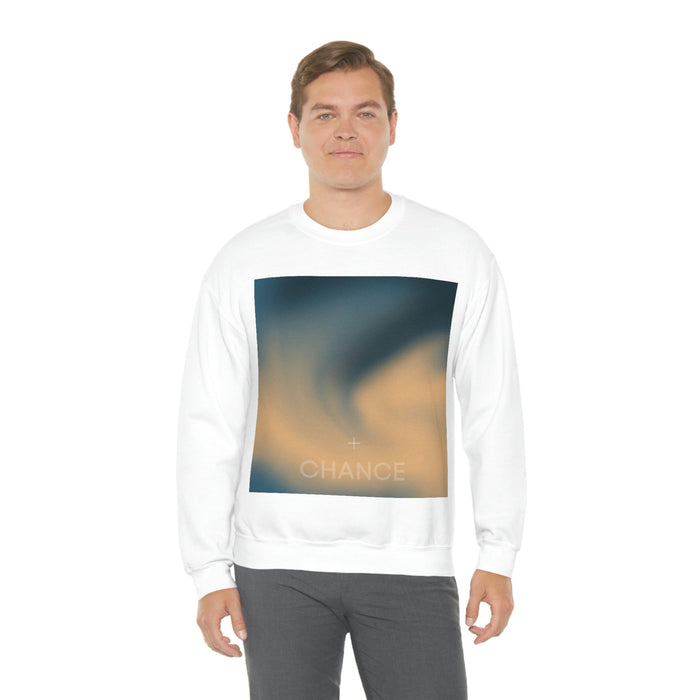 Gradient Swirl Men's Pullover: white, dark blue-gray sweatshirt, minimal style