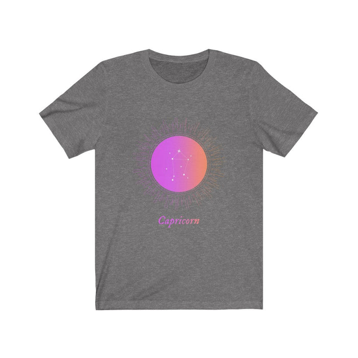 Gradient T-Shirt for Women with Capricorn Zodiac Sign: black, purple Capricorn zodiac theme, graphic zodiac style