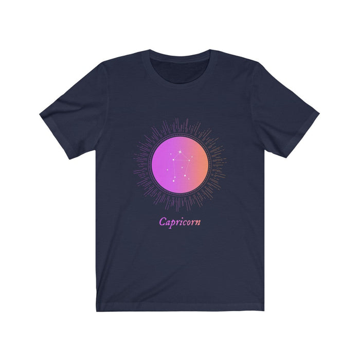 Gradient T-Shirt for Women with Capricorn Zodiac Sign: black, purple Capricorn zodiac theme, graphic zodiac style