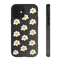 Gradient Tough Case with Sunny Side Design: black, white cartoon fried eggs with smiling yolks, kawaii cartoon style