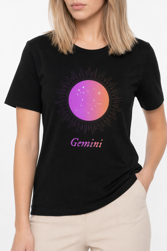 Gradient Zodiac T-Shirt for Women Black