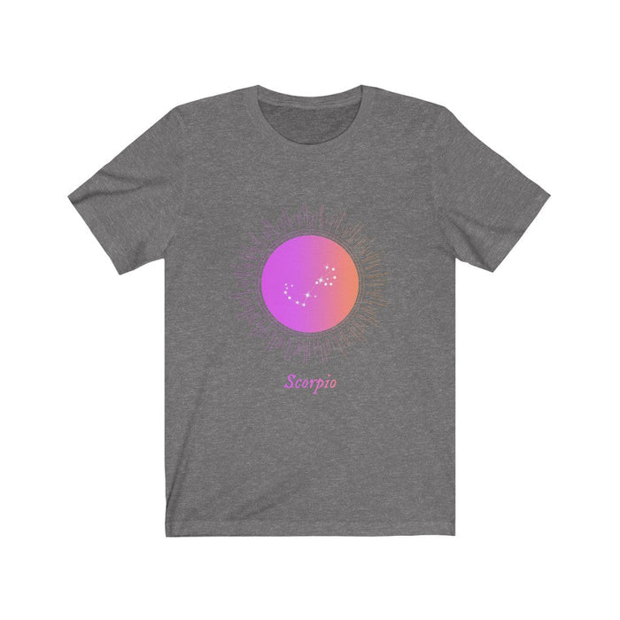 Gradient Zodiac T-Shirt for Women: black, purple Scorpio zodiac sign, zodiac graphic style