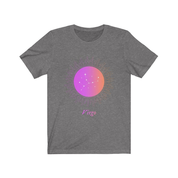 Gradient Zodiac T-Shirt for Women: black, purple Virgo zodiac sign, celestial graphic style