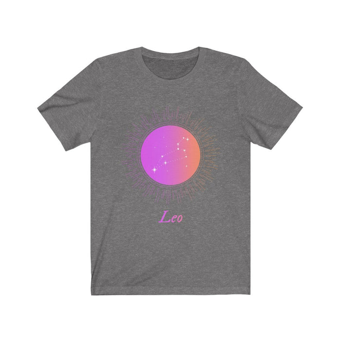 Gradient Zodiac Women's Leo T-Shirt: black, purple Leo zodiac theme, celestial zodiac graphic style