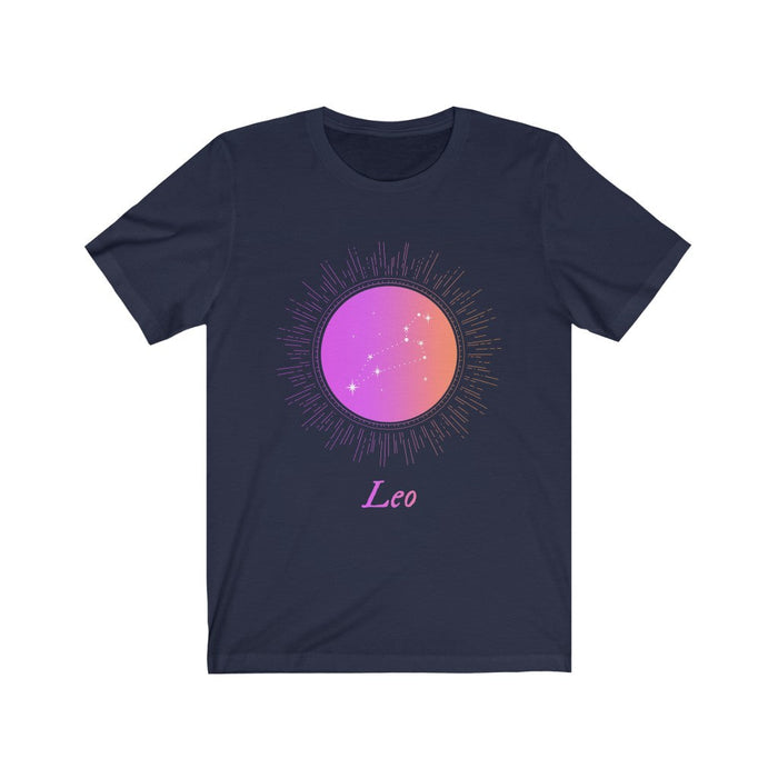 Gradient Zodiac Women's Leo T-Shirt: black, purple Leo zodiac theme, celestial zodiac graphic style