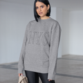 Gray Crewneck Sweatshirt for Women in New York City: heather gray, dark gray NYC, minimal casual style