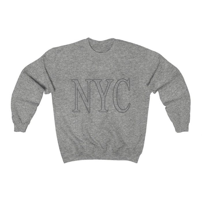 Gray Crewneck Sweatshirt for Women in New York City: heather gray, dark gray NYC, minimal casual style