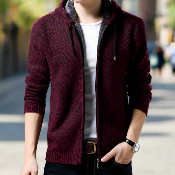 Gray Hooded Zip Jacket for Men: gray, black zip-up hooded jacket, casual minimal style