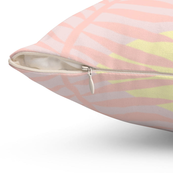 Green Leaf Square Pillow, 4 Sizes: Home Decor Accents That Bring a Summery Vibe: pale yellow, light pink decorative throw pil