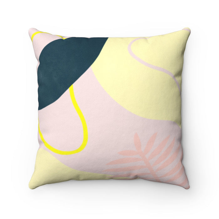Green Leaf Square Pillow, 4 Sizes: Home Decor Accents That Bring a Summery Vibe: pale yellow, light pink decorative throw pil