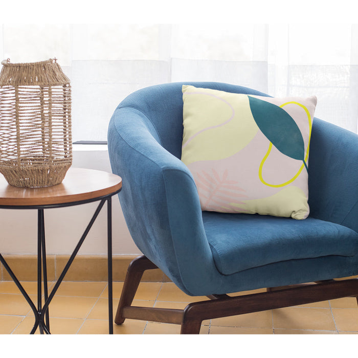 Green Leaf Square Pillow, 4 Sizes: Home Decor Accents That Bring a Summery Vibe: pale yellow, light pink decorative throw pil