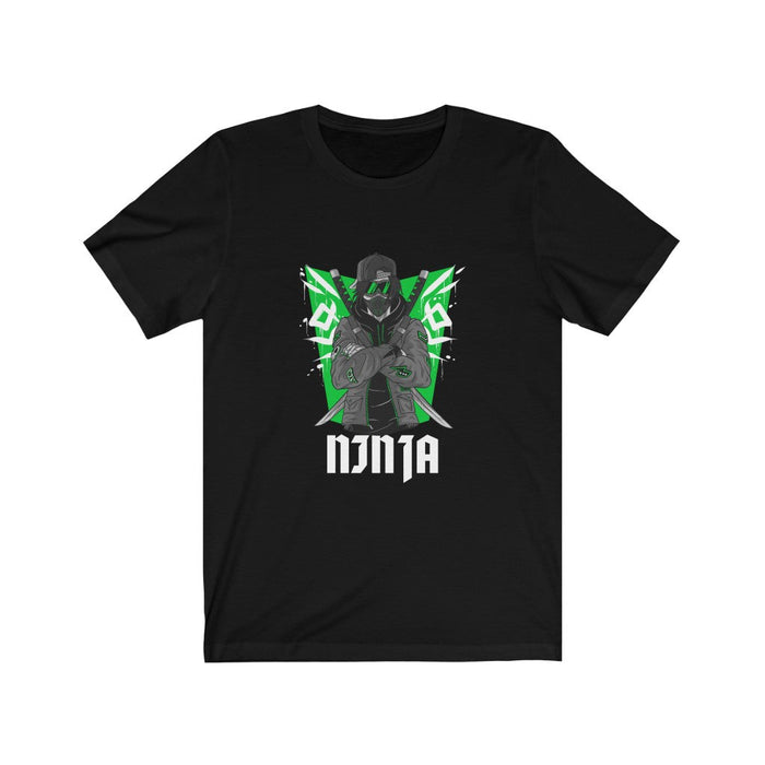 Green Ninja Graphic Tee for Men: gray, green ninja character, cartoon graphic style