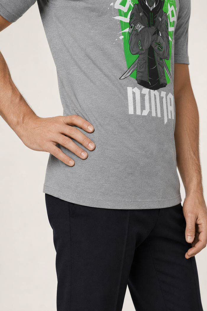 Green Ninja Graphic Tee for Men Athletic Heather