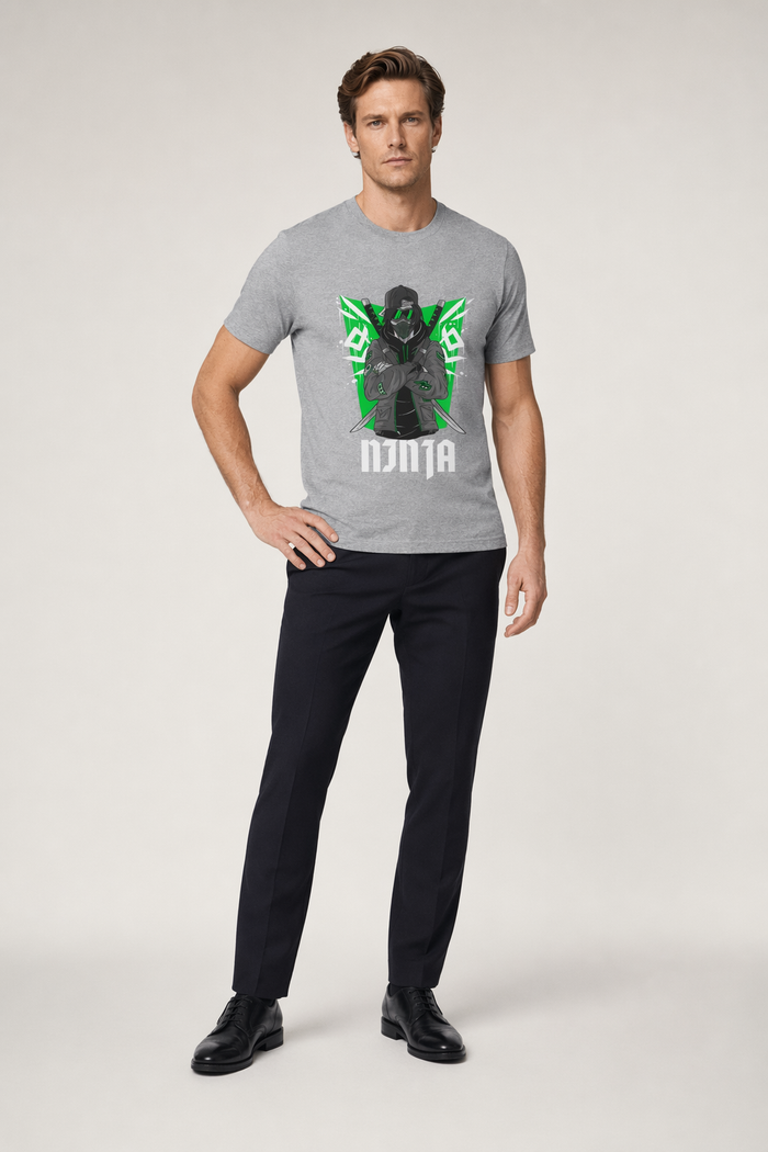 Green Ninja Graphic Tee for Men Athletic Heather