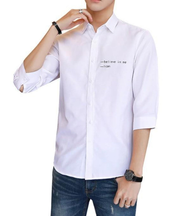 Half Sleeve Shirt for Men's Urban Fashion: white button-up shirt, minimal style