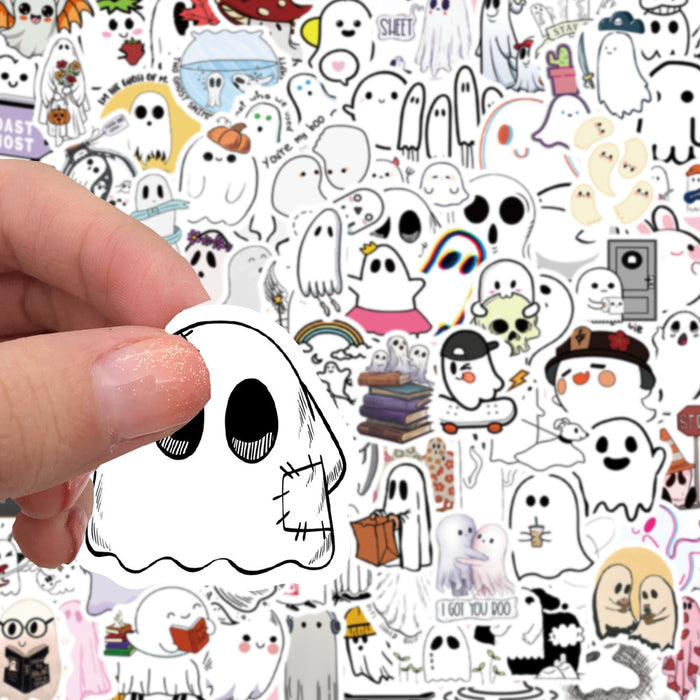Halloween Ghost Stickers: Customize, Waterproof, Residue-Free: white, black ghosts and Halloween-themed cartoon characters, k